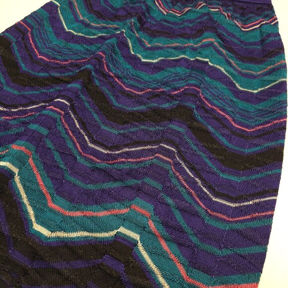 M MISSONI Zigzag Patterned Multicolored Knit Pencil Skirt - Picture 6 of 14